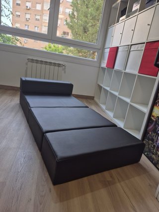 Puff Cama Convertible Plegable Negro