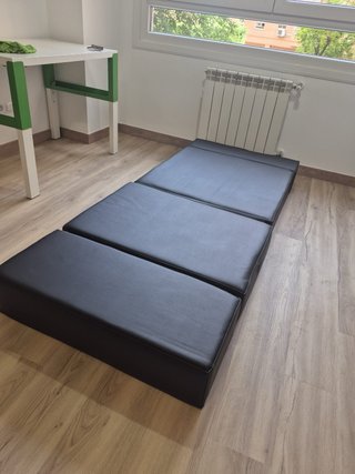 Puff Cama Convertible Plegable Negro