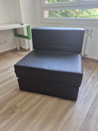 Puff Cama Convertible Plegable Negro