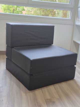 Puff Cama Convertible Plegable Negro