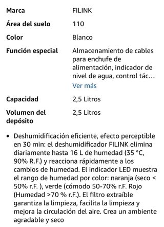 Deshumidificador FiLINK Blanco