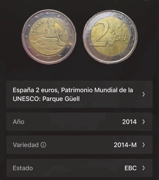 Moneda 2€ España 2014 Gaudí Parque Guell