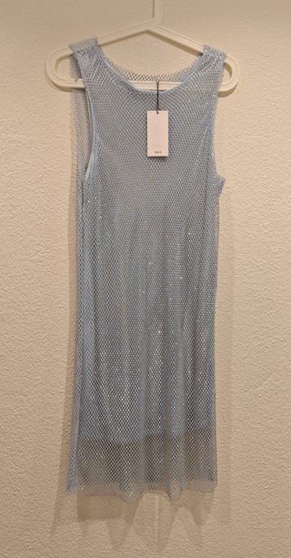 Vestido Mango Brillante Azul Talla M