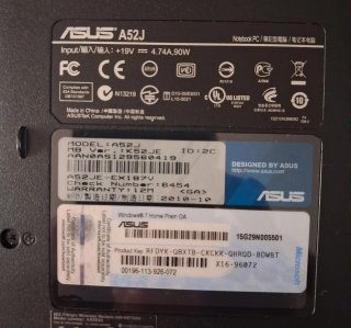 Portátil ASUS A52J Intel i3 500GB Negro,  Windows7