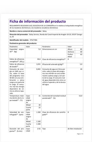 Lavadora Balay Blanca 7kg