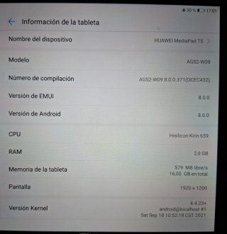 Tablet Huawei MediaPad T5. Pantalla 10.1"