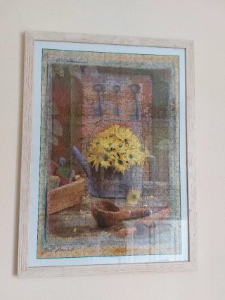 Coppia quadri puzzle con cornice beige