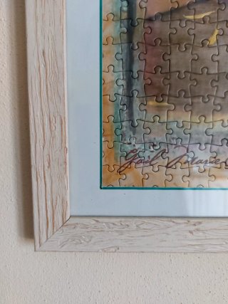 Coppia quadri puzzle con cornice beige