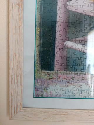Coppia quadri puzzle con cornice beige