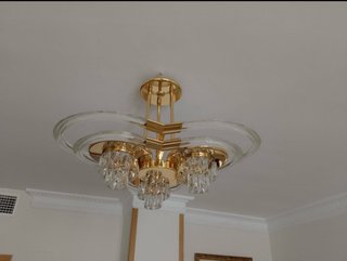 Pack 2 Lámparas Salón Doradas Cristal