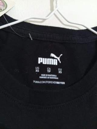 Camiseta Puma Negra Logo Blanco Talla XS