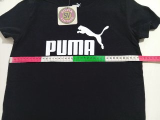Camiseta Puma Negra Logo Blanco Talla XS
