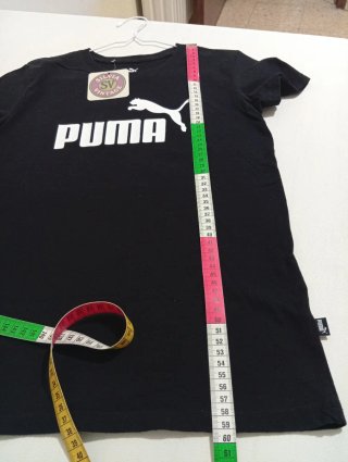 Camiseta Puma Negra Logo Blanco Talla XS