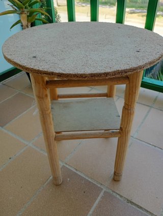 Mesa camilla redonda madera y corcho