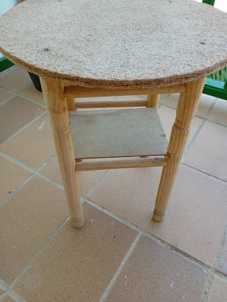 Mesa camilla redonda madera y corcho