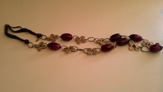 Collar largo vintage morado y plateado
