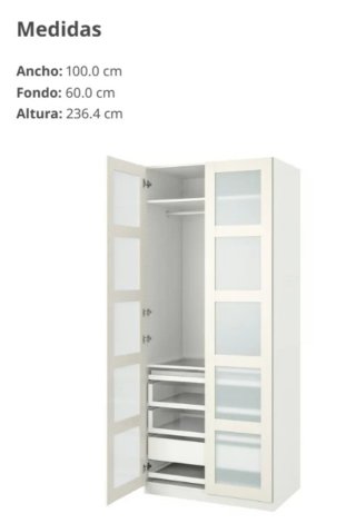 Armario PAX IKEA puertas cristal