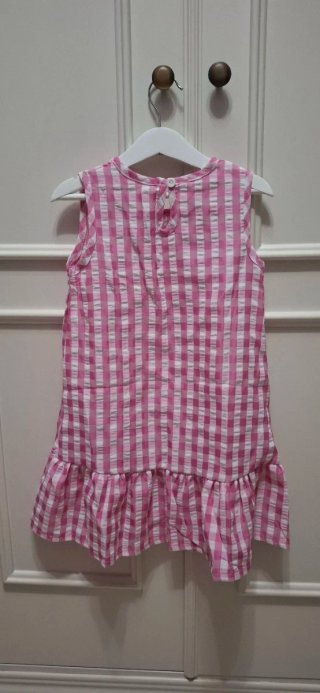 Vestido niña cuadros rosa y blanco