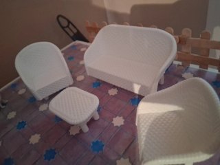 Conjunto Muebles Exterior Casa Muñecas Blanco