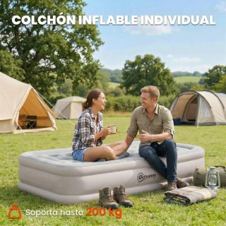 Colchón Hinchable Individual Outsunny Bomba Integr
