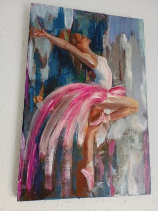 4 Cuadros  Bailarinas  Rosa y Blanco