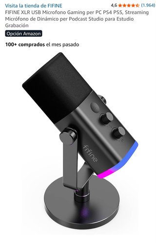 FIFINE Micrófono Gaming XLR USB