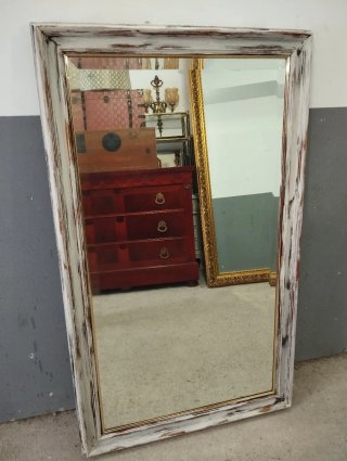 Espejo antiguo decapé francés madera y cristal