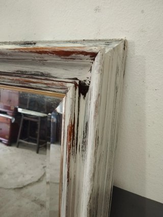 Espejo antiguo decapé francés madera y cristal