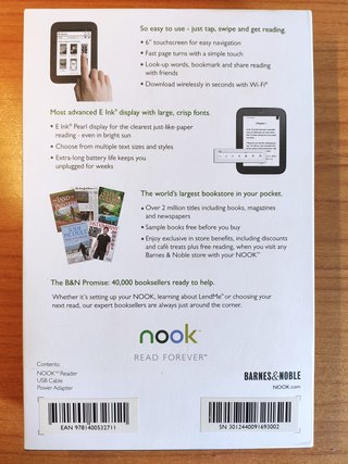 Ebook Barnes & Noble Nook, Wifi Táctil + Regalo