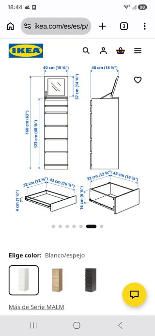 Cómoda MALM Ikea Negra