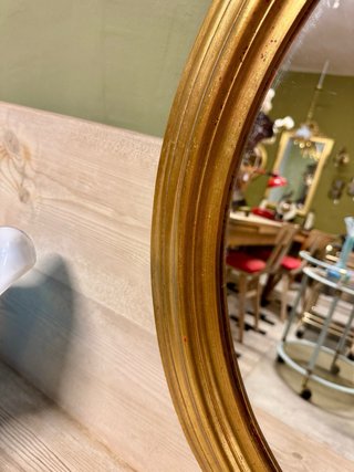 Espejo Vintage Madera y Pan de Oro Redondo.