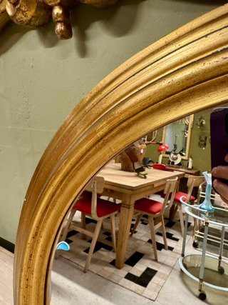 Espejo Vintage Madera y Pan de Oro Redondo.