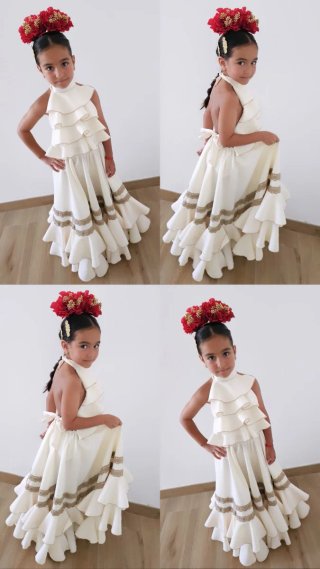 Traje de Gitana Bebé Morado con Lunares