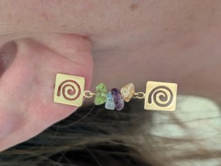 Pendientes Oro 18k con Piedras Multicolor
