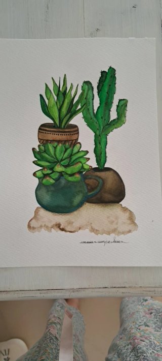 Acuarela plantas suculentas y cactus