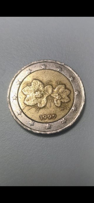 Moneda 2 Euros 1999 con error en el ultimo 9