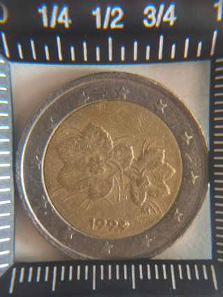Moneda 2 Euros 1999 con error en el ultimo 9