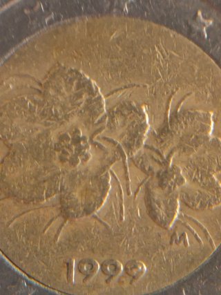 Moneda 2 Euros 1999 con error en el ultimo 9