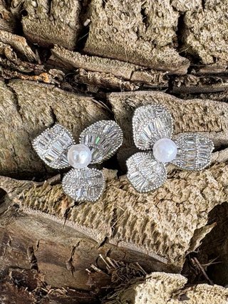 Pendientes Flor Circonita Plata