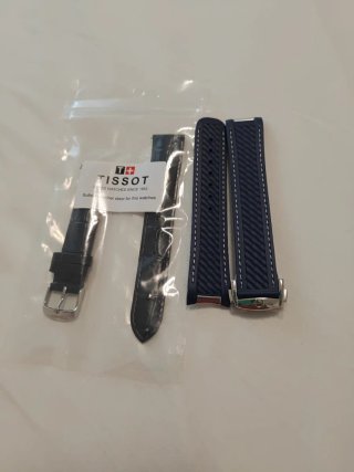 Cinturino Tissot pelle  nera e Omega in gomma azzu