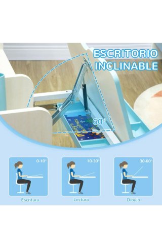 Escritorio y silla infantil ajustable