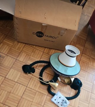 Lampada Contardi oro, verde, tessuto, metallo