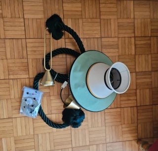 Lampada Contardi oro, verde, tessuto, metallo