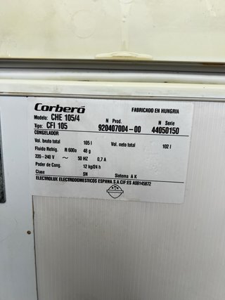 Congelador Arcon Corberó 105/4 102L