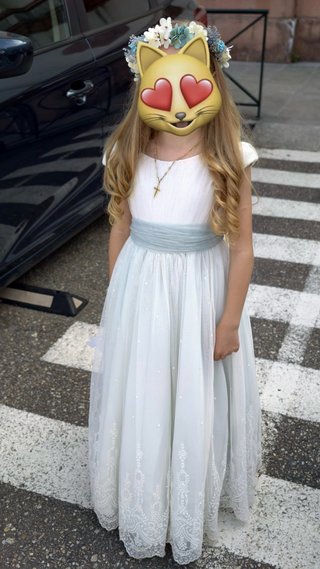 Vestido de comunión blanco y azul. Talla 8 años