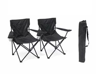 2 Sillas de Camping Plegables Negras