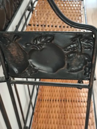 ESTANTERÍA FORJA  Y MIMBRE CON 3 ALTURAS PLEGABLE.