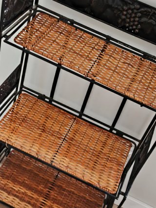 ESTANTERÍA FORJA  Y MIMBRE CON 3 ALTURAS PLEGABLE.