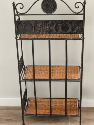 ESTANTERÍA FORJA  Y MIMBRE CON 3 ALTURAS PLEGABLE.