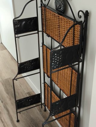 ESTANTERÍA FORJA  Y MIMBRE CON 3 ALTURAS PLEGABLE.